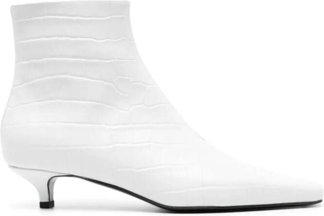 TOTEME crocodile-embossed leather boots White