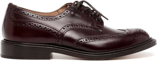 Tricker's lace-up leather loafers Red