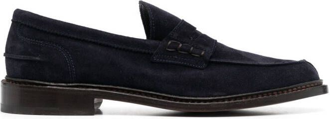 Tricker's penny-slot calf-suede loafers Blue