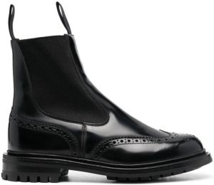Tricker's slip-on leather brogue boots Black