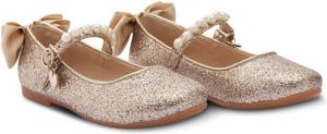 Tulleen bow-detail ballerina shoes Gold