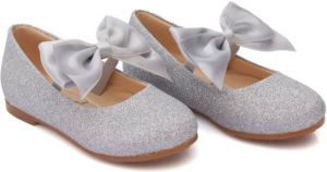 Tulleen bow-detail ballerina shoes Silver
