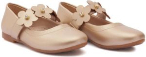 Tulleen floral-strap ballerina shoes Gold