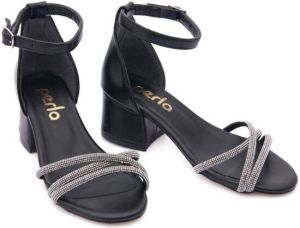 Tulleen rhinestone-embellished triple-strap sandals Black