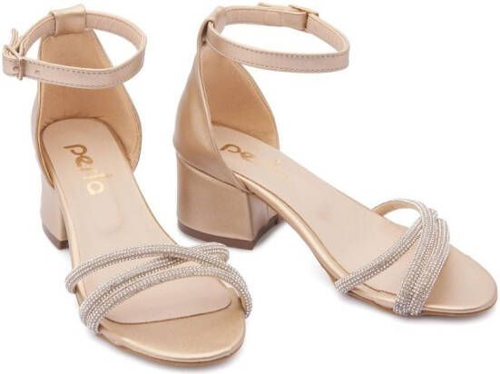 Tulleen rhinestone-embellished triple-strap sandals Gold