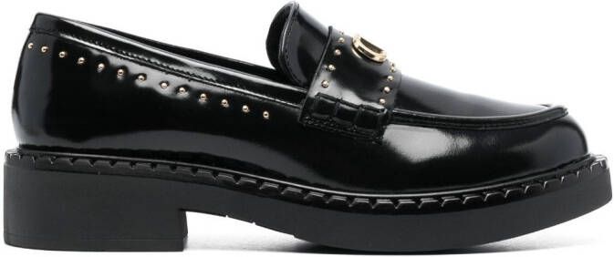 TWINSET 40mm stud-embellished leather loafers Black