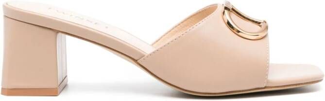 TWINSET 55mm logo-plaque sandals Neutrals