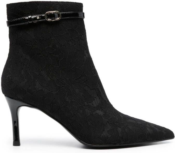 TWINSET 70mm floral-lace ankle boots Black