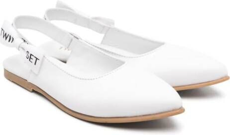 TWINSET Kids bow-detail leather ballerina shoes White