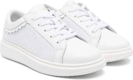 TWINSET Kids broderie anglaise scalloped sneakers White