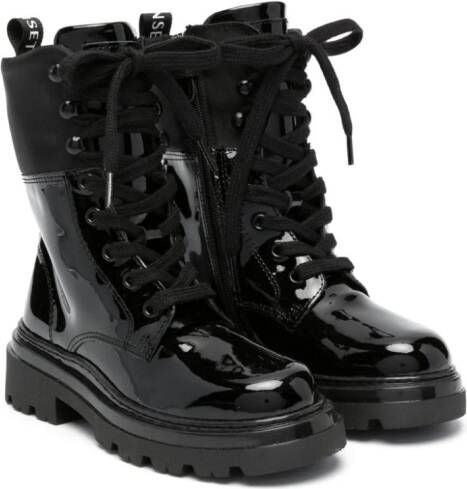 TWINSET Kids lace-up combat boots Black