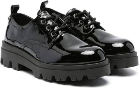 TWINSET Kids lace-up patent leather loafers Black