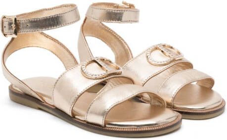 TWINSET Kids strap-design sandals Gold