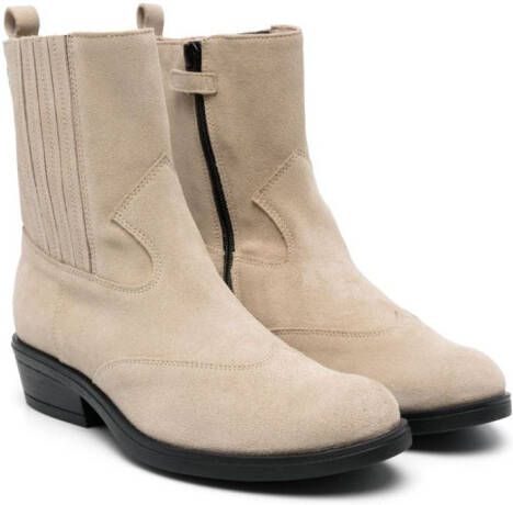 TWINSET Kids zip-up suede ankle boots Neutrals