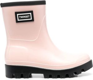 TWINSET logo-patch ankle boots Pink