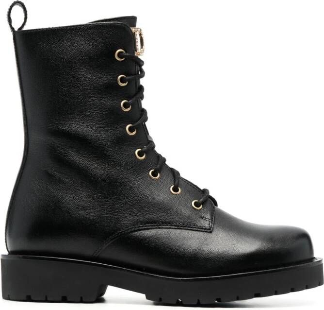 TWINSET logo-plaque leather ankle boots Black