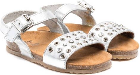 Two Con Me By Pépé crystal-embellished leather sandals Silver