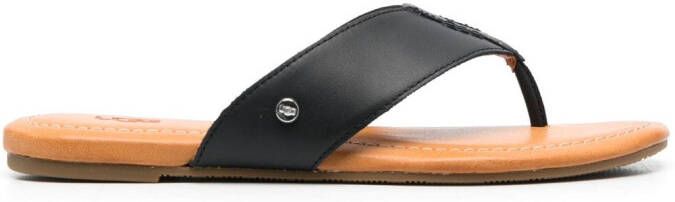UGG Carey leather flip flops Black