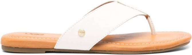 UGG Carey leather flip flops White