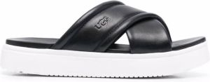 UGG cross-strap leather sandals Black