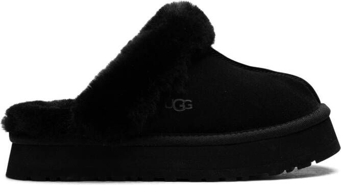 UGG Disquette shearling-trimmed suede slippers Black