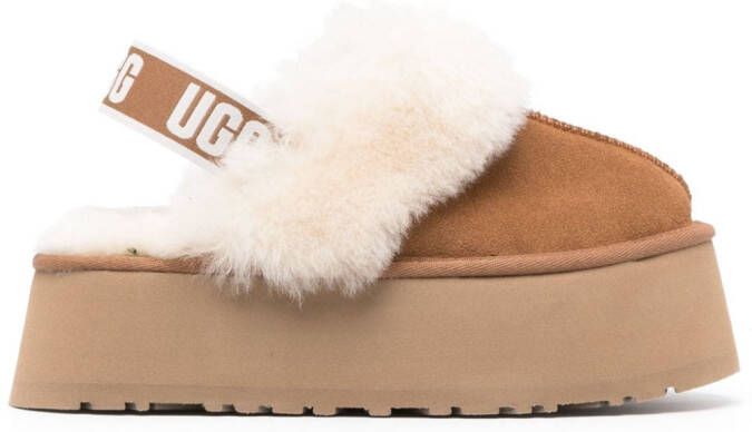 UGG Funkette 60mm suede slingback slippers Brown
