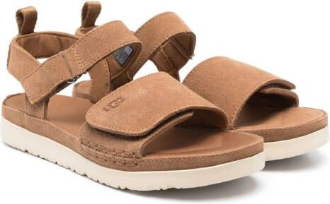 UGG Kids calf suede slingback sandals Brown