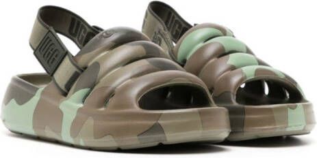 UGG Kids camouflage-print flat sandals Green