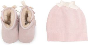 UGG Kids lace-detail pre-walker and beanie set Pink