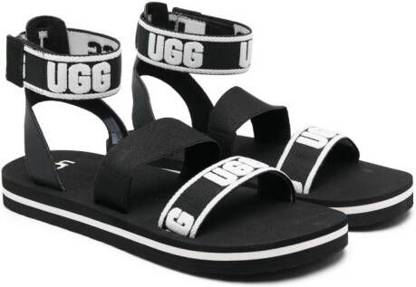 UGG Kids logo-motif ankle-strap sandals Black