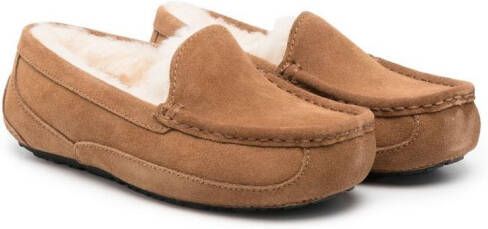 UGG Kids shearling-lined suede loafers Brown