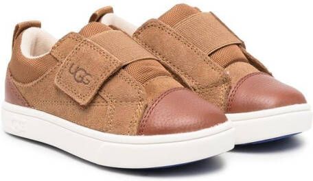 UGG Kids touch-strap debossed-logo sneakers Brown