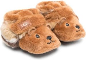 UGG Kids touch-strap faux fur pre-walkers Brown