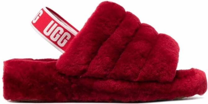 UGG open-toe sheepskin slides Red