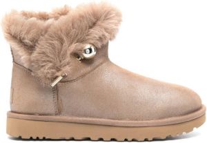 UGG shearling-trim leather boots Brown