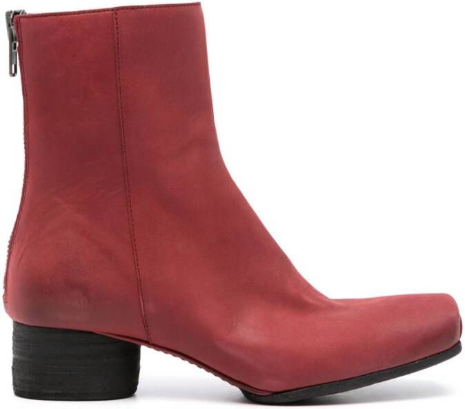 Uma Wang square-toe 40mm ankle boots Red