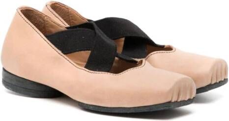 Uma Wang square-toe leather ballet pumps Brown