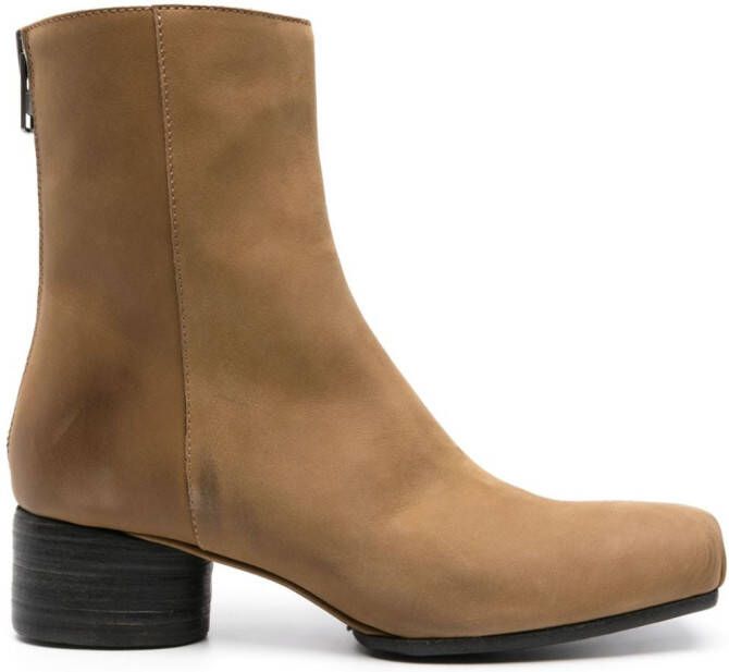 Uma Wang square-toe nubuck boots Brown