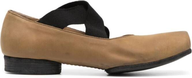 Uma Wang square-toe suede ballerina shoes Brown