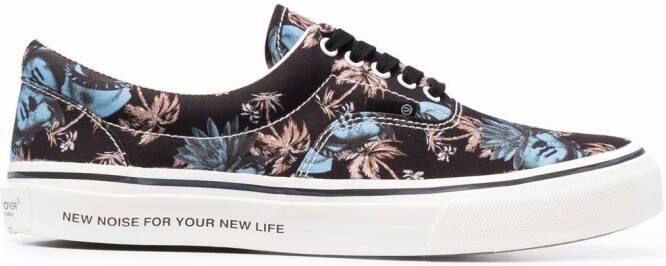 Undercover floral-print lace-up canvas sneakers Black