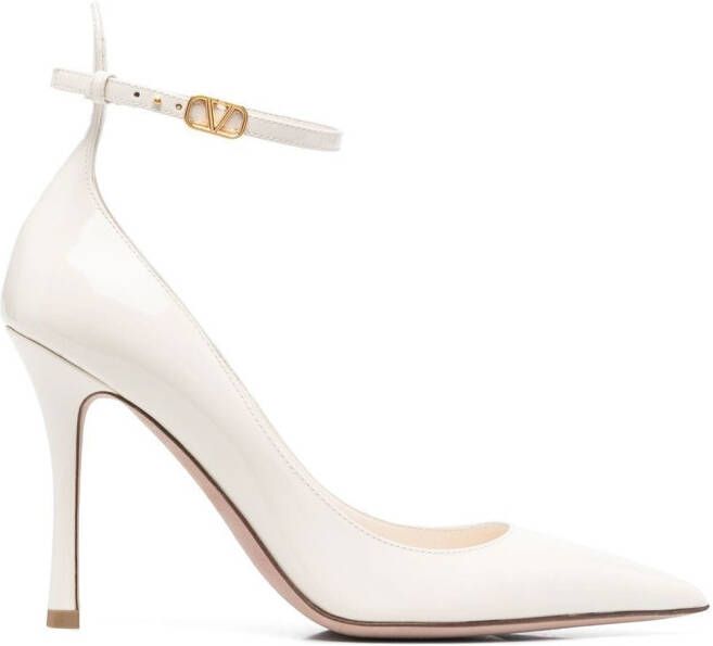 Valentino Garavani 100mm Tan-Go leather pumps White