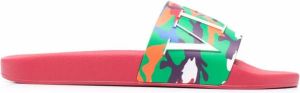 Valentino Garavani camouflage strap slides Green