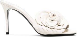 Valentino Garavani floral appliqué leather mules White