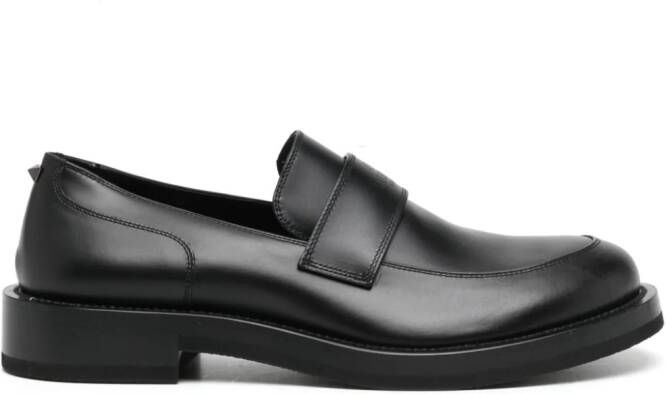 Valentino Garavani logo-debossed leather loafers Black