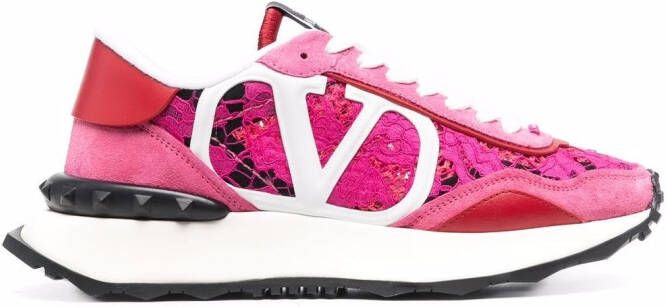 Valentino Garavani Lacerunner lace panelled sneakers Pink