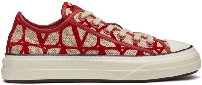 Valentino Garavani monogram-pattern lace-up sneakers Red