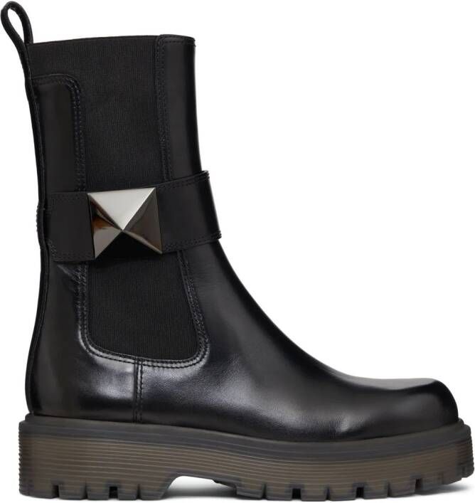 Valentino Garavani One Stud Beatle leather boots Black