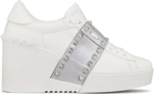 Valentino Garavani Open Disco 85mm leather wedge sneakers White