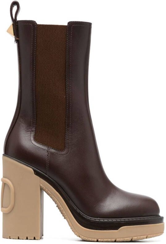 Valentino Garavani polished-finish ankle boots Brown