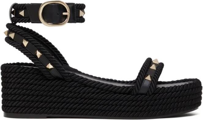 Valentino Garavani Rockstud 45mm wedge sandals Black